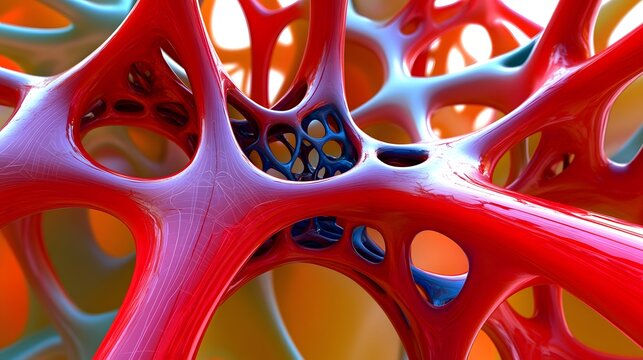 Abstract  D Red Blue Organic Structure Background