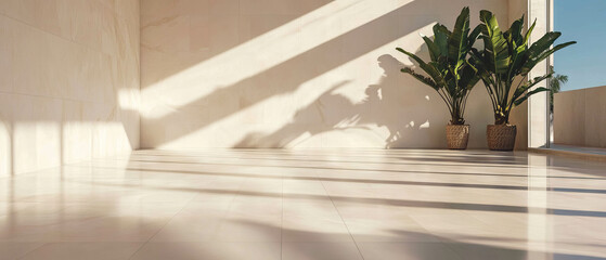 Aufkleber - Minimalist design featuring large square tiles and natural light