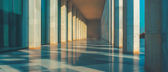 Poster - Modern architectural design showcasing long rectangular tiles and sleek linear patterns
