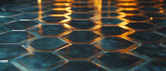 Poster - Glamorous metallic sheen with geometric pattern creates a modern wallpaper aesthetic