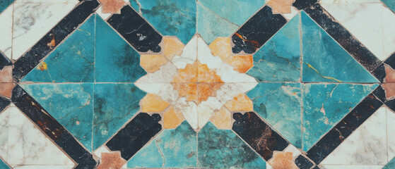 Poster - Intricate Moroccan tile pattern showcasing vibrant colors and ornate details