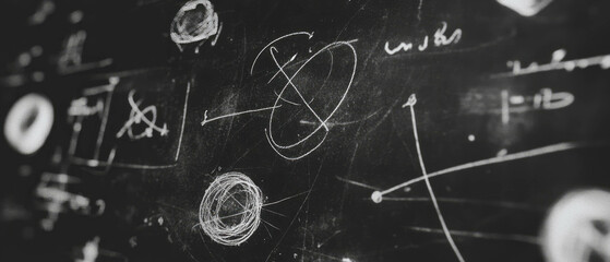 Poster - Chalkboard surface displaying various mathematical symbols and sketches for educational purposes