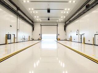 Poster - a secure cargo storage facility with surveillance cameras and locked gates, emphasizing safety measu