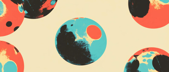 Poster - Bright and cheerful polka dot background with playful spheres in vibrant colors
