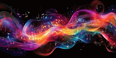Poster - Abstract Music Notes Colorful Background