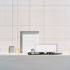 Poster - A cargo truck passing through a secure checkpoint at a warehouse gate