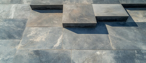 Poster - Offset tile pattern with staggered lines in a contemporary textured design