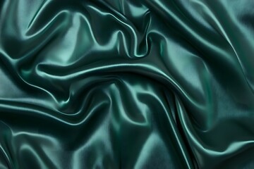 Teal silk fabric drapes, studio shot, smooth texture, background blur, textile design (2)