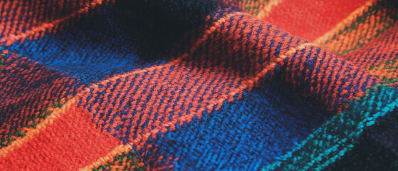 Aufkleber - Cozy plaid pattern with rich woven texture in vibrant colors