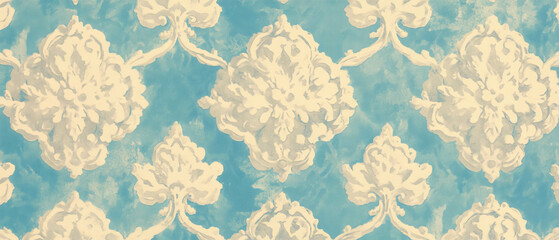 Poster - Vintage wallpaper featuring intricate quatrefoils and delicate tracery in soft colors