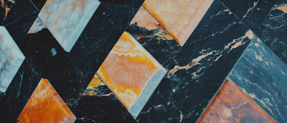 Poster - Dynamic rhomboid tile pattern showcasing angular geometric design with contrasting colors