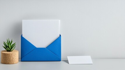 Poster - A workplace setting showcasing effective written communication through emails and reports Stock Photo with side copy space.