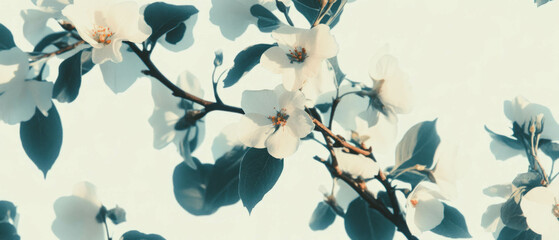 Aufkleber - Delicate floral sprigs create a vintage romantic wallpaper design