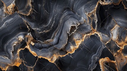 Aufkleber - Stunning black marble with golden veins Luxury texture background.