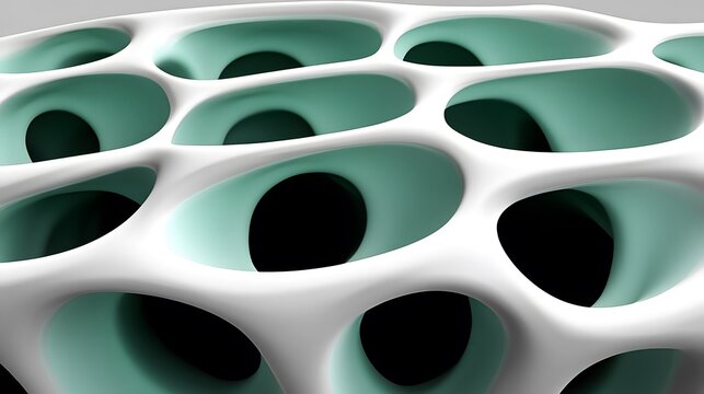 Abstract  D Render  White and Teal Organic Structure