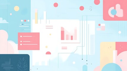 Poster - Pastel colored abstract business data visualization Modern design with charts and graphs