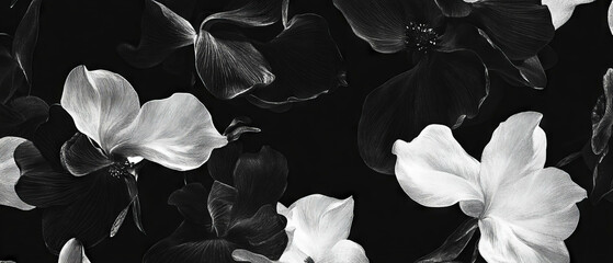 Aufkleber - Delicate floral patterns with stylized outlines and sophisticated background design