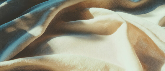 Poster - Subtle linen texture showcasing warm neutral tones in a soft fabric drape