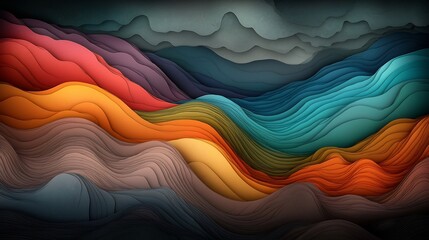 Poster - Captivating Topographic Rainfall Map   A Hypnotic Visualization of Weather Patterns and Cascading Contour Lines Showcasing Shimmering Color Gradients Detailed Data Visualization