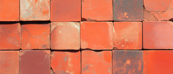 Poster - Rustic terracotta tiles showcasing warm colors and natural textures in a sunlit space