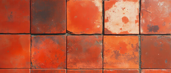 Poster - Rustic terracotta tiles with warm earthy tones and distinct textures for natural ambiance