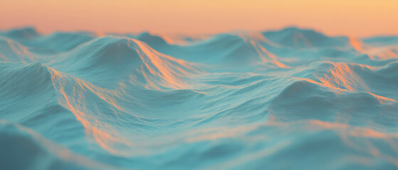 Poster - Waves undulate gracefully in a serene and organic landscape at dusk