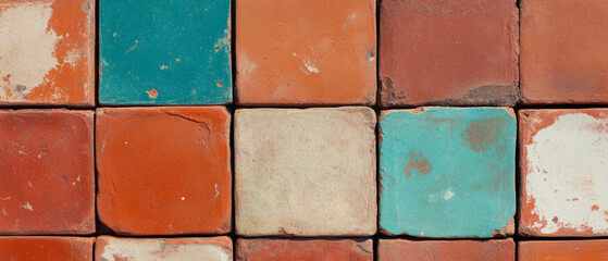 Poster - Warm terracotta tiles with rustic textures create an earthy ambiance for any space