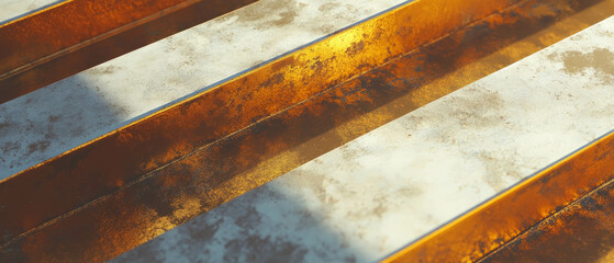 Poster - Elegant design with thin gold stripes over an off-white background for a refined aesthetic