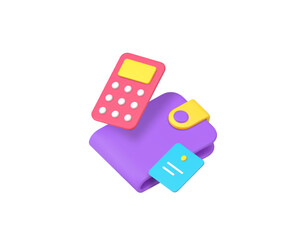 Poster - Financial budget calculating money wealth analyzing 3d icon realistic vector illustration. Accountancy debit credit earnings and expenses examining counting analysis banking finance statistic wallet