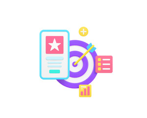 Poster - smartphone application production development analyzing 3d icon realistic vector illustration. mobil