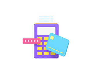 Poster - Cashless payment shopping financial transaction credit debit card 3d icon realistic vector illustration. Contactless banking finance economy communication wireless technology POS terminal receipt