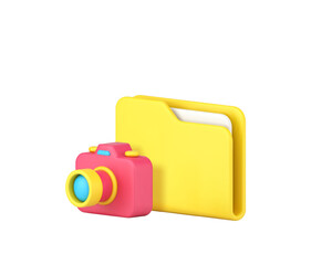 Poster - multimedia content archive storage folder with camera 3d icon realistic vector illustration. media p