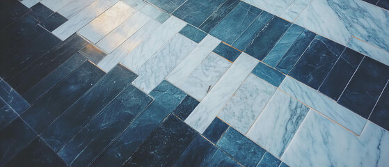 Poster - Modern linear pattern of thin rectangular tiles in sleek design