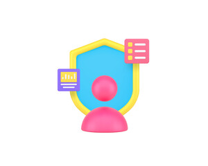 Poster - personal data account security protection 3d icon realistic vector illustration. user safety identif