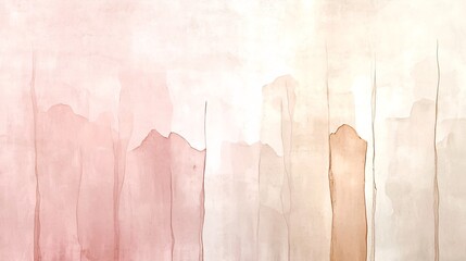 Poster - Elegant and serene pastel gradient landscape with soft pink to beige hues subtle textured noise