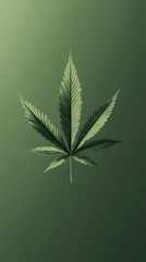 Sticker - cannabis leaf in green on a dark green background