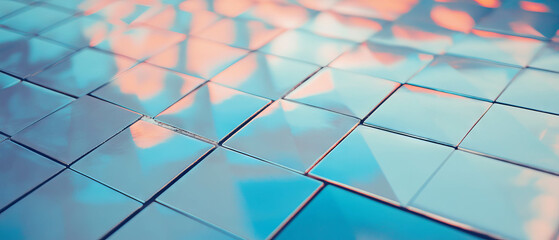 Poster - Triangular geometric tile pattern displaying modern and abstract design with vibrant colors
