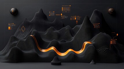 Poster - A striking and captivating digital showcasing a detailed topographical data visualization with fluid rainfall patterns and vibrant weather data overlays
