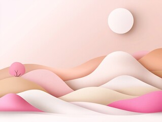 Poster - Ethereal pastel gradient landscape with gentle pink to beige ombre abstract textural overlay and clean contemporary digital style