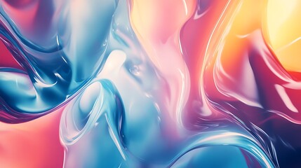 Aufkleber - Abstract swirling liquid showcasing vibrant blue, orange, and pink hues Dynamic and colorful.