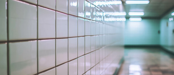 Poster - Modern white square tiles create a clean and minimalist atmosphere in the interior