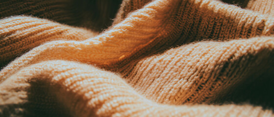 Poster - Warm woven fabric texture creating a cozy atmosphere in a peaceful setting