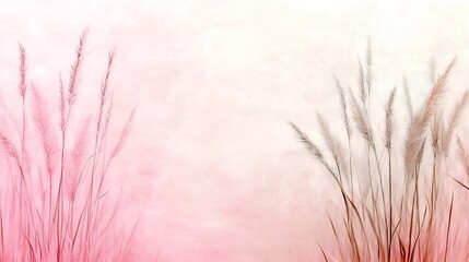 Poster - Serene pastel landscape with a soft pink to beige gradient featuring a delicate textured overlay and a clean modern photographic aesthetic  The image has Impressionist influences