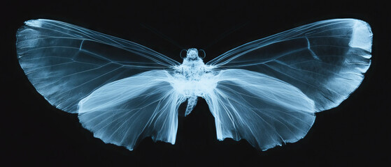Poster - X-ray revealing the delicate structure of butterfly wings and intricate vein patterns