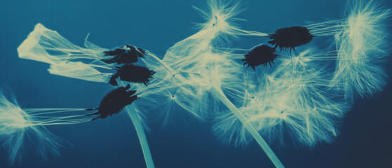 Aufkleber - X-ray capture of dandelion seedhead showcasing delicate parachutes and dispersal