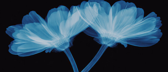 Poster - X-ray visualization of daisy petals revealing delicate structures and cheerful forms