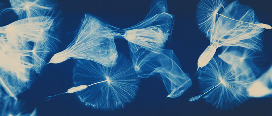 Poster - X-ray view of dandelion seedhead showing delicate parachutes for dispersal