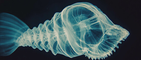 Aufkleber - Intricate spiral of a seashell with hidden chambers revealed in X-ray imaging