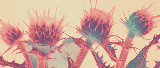 Poster - X-ray view of thistle flower showcasing its spiky bracts and resilient structure