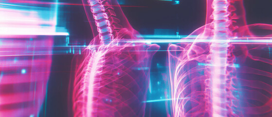 Poster - Exploring X-ray texture with digital artifacts and modern aesthetic in vibrant colors
